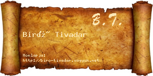 Biró Tivadar névjegykártya